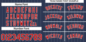 Custom Navy Red-White Stripe Fashion Authentic Baseball Jersey