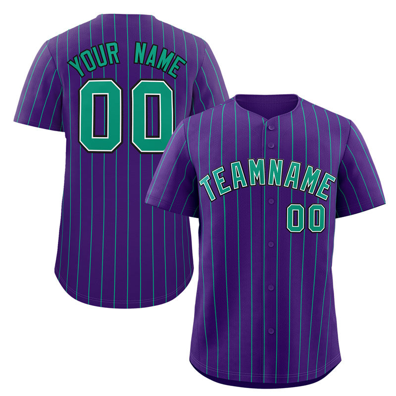 Maillot de baseball authentique à rayures violettes et noires, personnalisé, à la mode