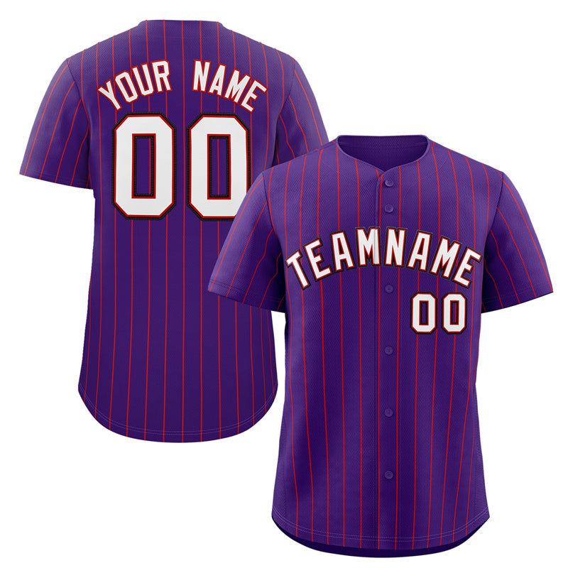 Custom Purple White-Black Stripe Fashion Authentic Baseball Jersey