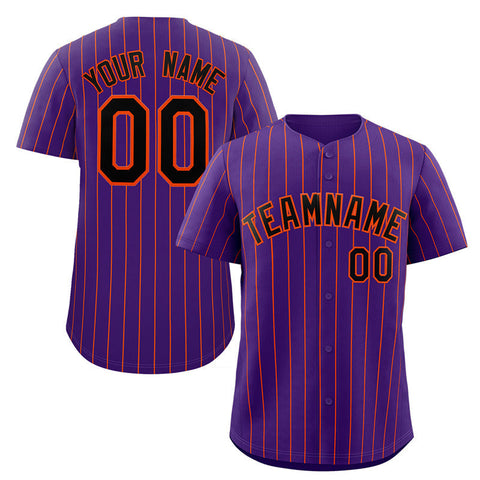 Custom Purple Black-Orange Stripe Fashion Authentic Baseball Jersey