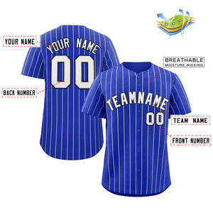 Custom Royal White-Navy Stripe Fashion Authentic Baseball Jersey