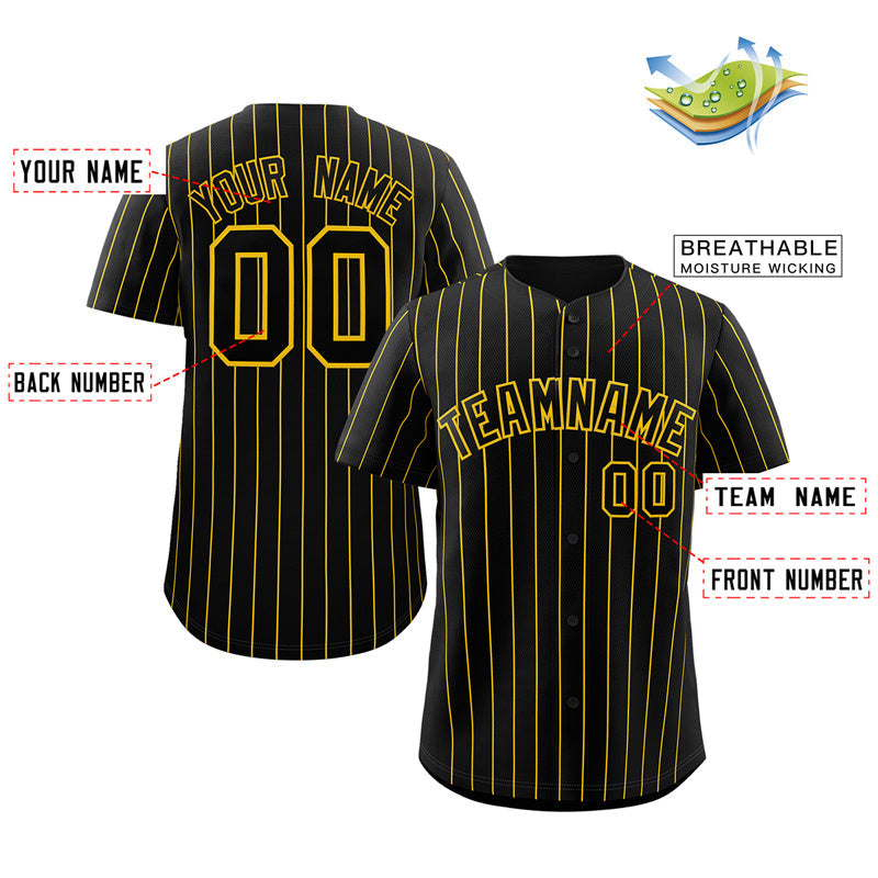 Maillot de baseball authentique à rayures noires et jaunes, personnalisé, à la mode