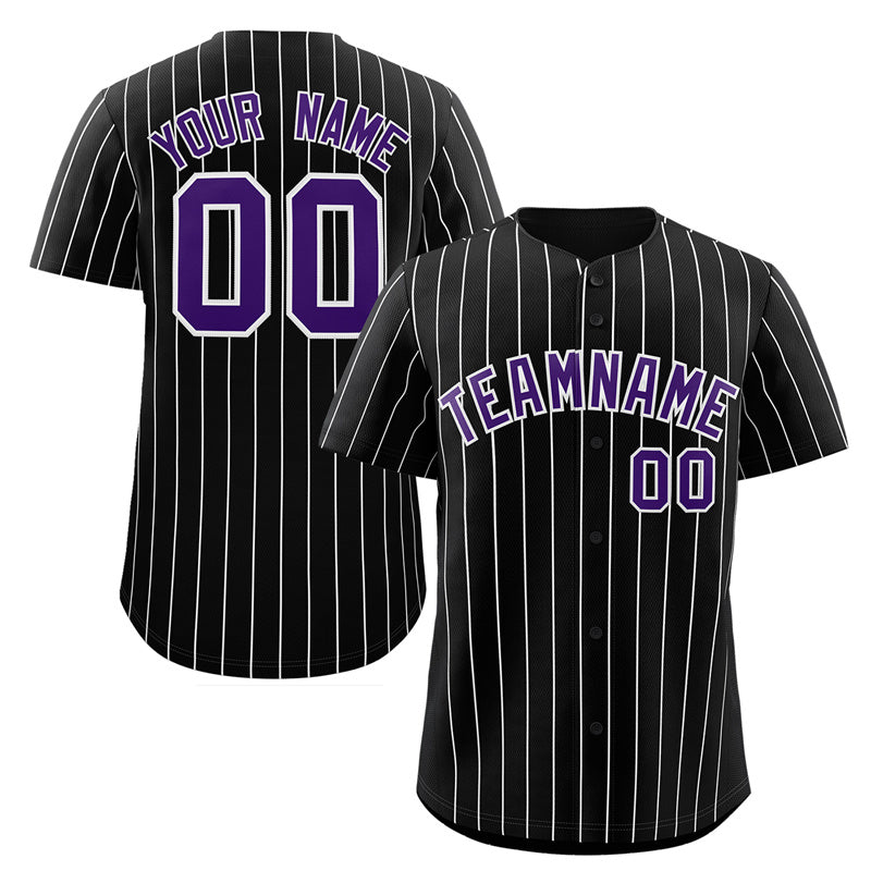 Custom Black Purple-White Stripe Fashion Authentic Baseball Jersey