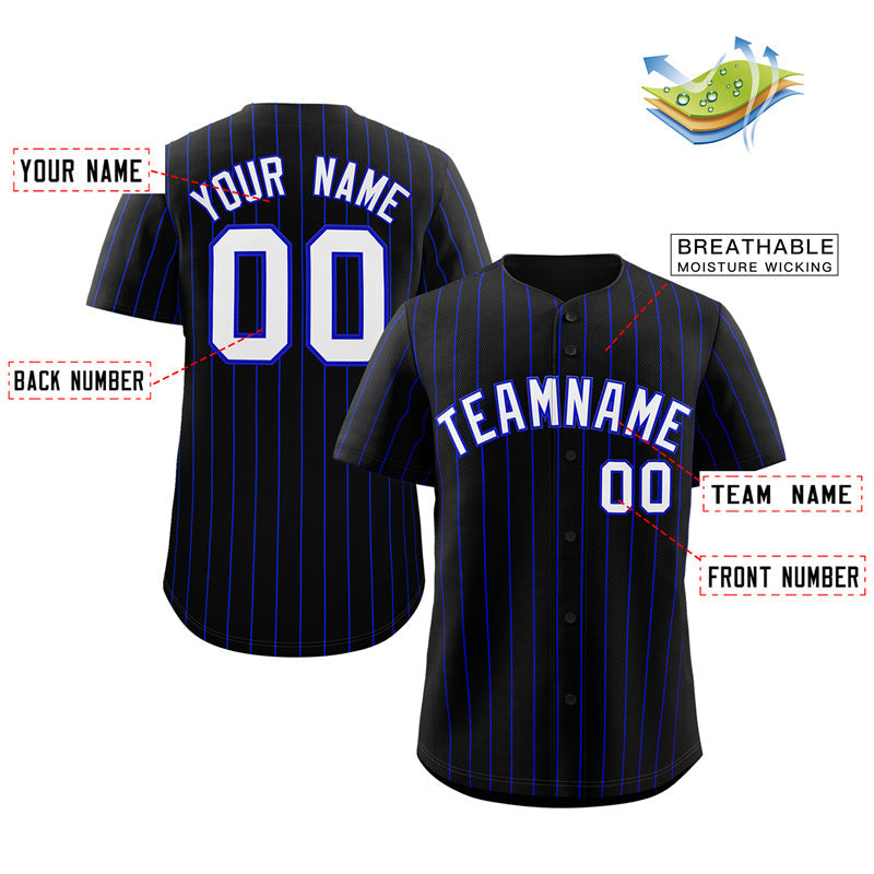 Custom Black White-Royal Stripe Fashion Authentic Baseball Jersey