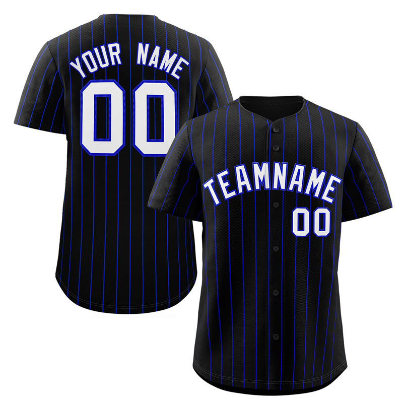 Custom Black White-Royal Stripe Fashion Authentic Baseball Jersey