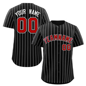 Maillot de baseball authentique à rayures noires et blanches, personnalisé, à la mode