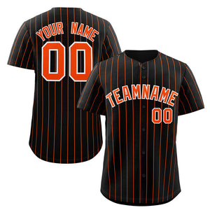 Custom Black Orange-White Stripe Fashion Authentic Baseball Jersey