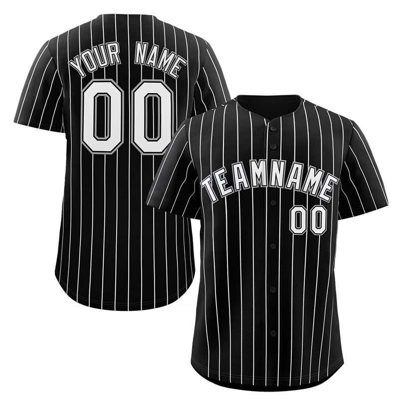 Maillot de baseball personnalisé à rayures noires et blanches, à la mode, authentique