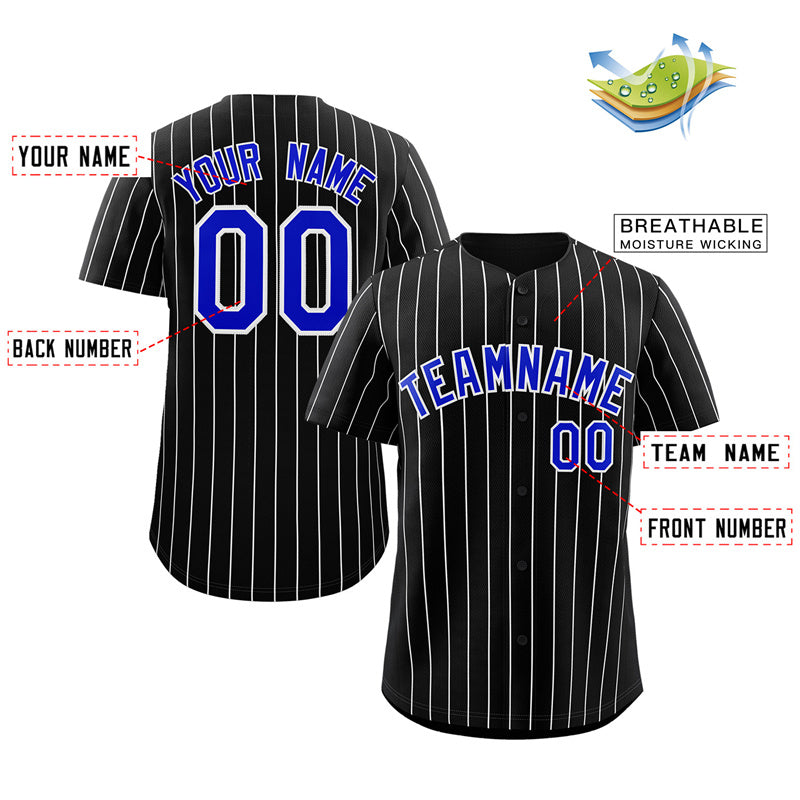 Maillot de baseball authentique à rayures noires et blanches, personnalisé, à la mode