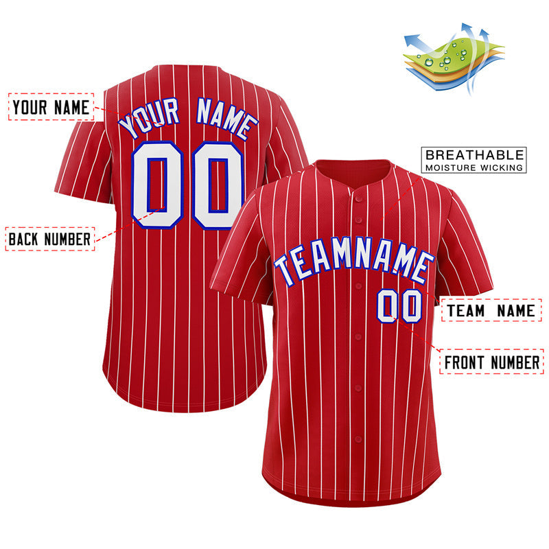 Custom Red White-Royal Stripe Fashion Authentic Baseball Jersey