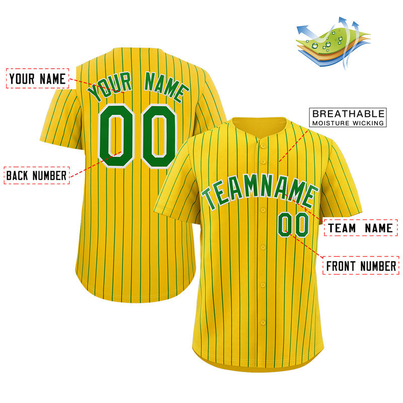 Custom Team White Baseball Authentic Green Jersey Gold