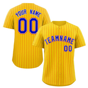 Custom Gold Royal-Orange Stripe Fashion Authentic Baseball Jersey