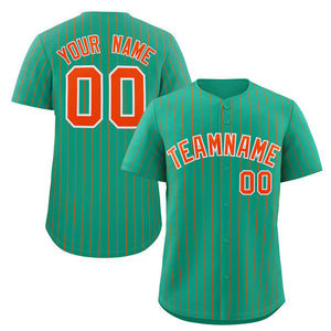 Custom Teal Orange-White Stripe Fashion Authentic Baseball Jersey