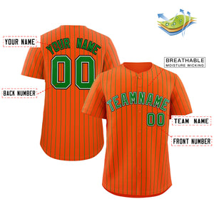 Custom Orange Green-Black Stripe Fashion Authentic Baseball Jersey