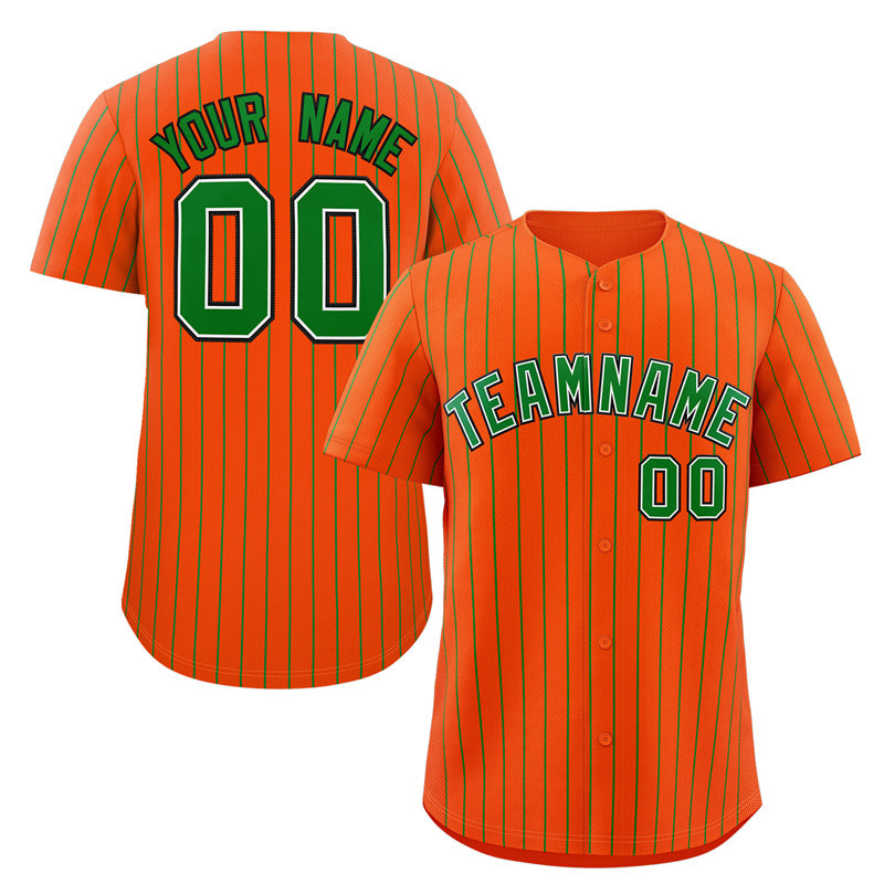 Custom Orange Green-Black Stripe Fashion Authentic Baseball Jersey