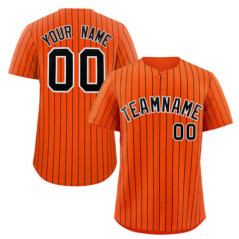 Custom Orange Black-White Stripe Fashion Authentic Baseball Jersey