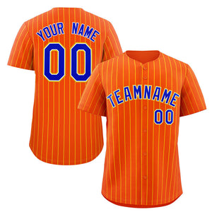 Custom Orange Royal-Yellow Stripe Fashion Authentic Baseball Jersey