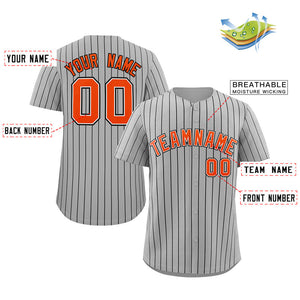 Maillot de baseball personnalisé à rayures gris orange-marine, mode authentique