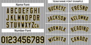 Custom Gray Black-Gold Stripe Fashion Authentic Baseball Jersey