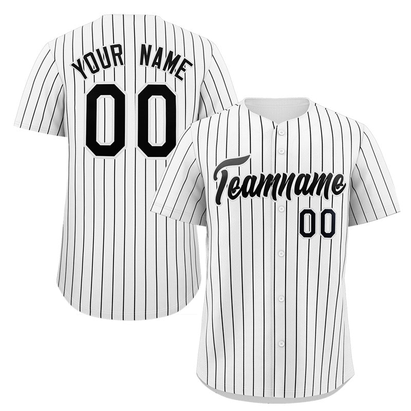 Custom White Navy Stripe Fashion Authentic Baseball Jersey