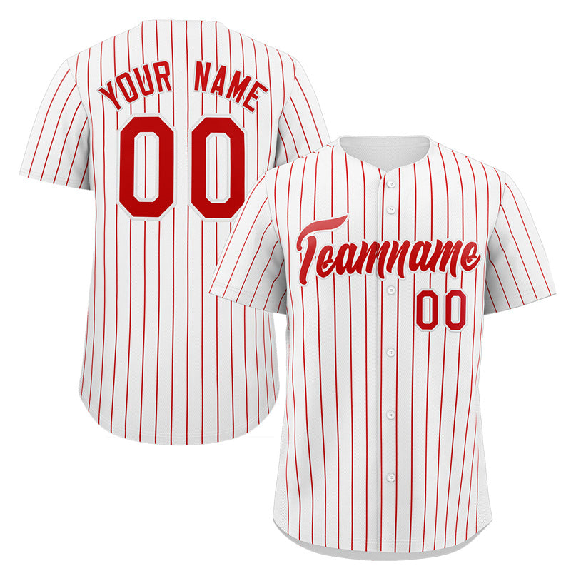 Maillot de baseball authentique à rayures blanches et rouges, personnalisé, à la mode