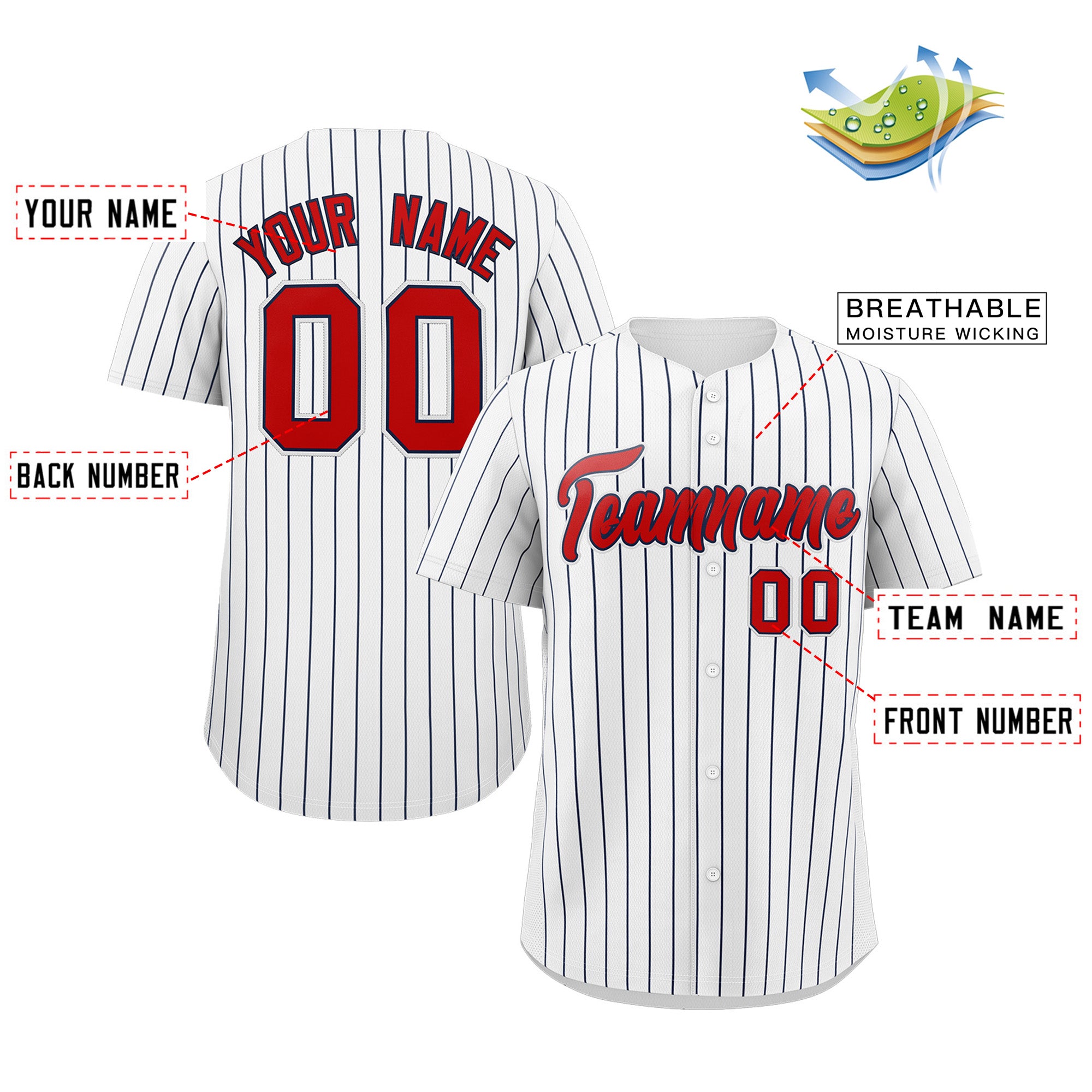 Custom White Red-Black Stripe Fashion Authentic Baseball Jersey