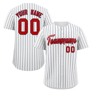 Custom White Red-Black Stripe Fashion Authentic Baseball Jersey