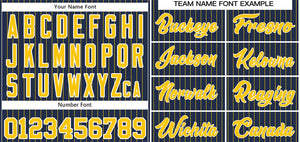 Custom Navy Gold-White Stripe Fashion Authentic Baseball Jersey