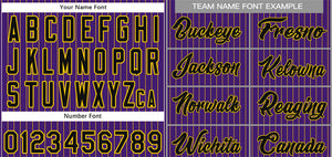 Custom Purple Black-Yellow Stripe Fashion Authentic Baseball Jersey