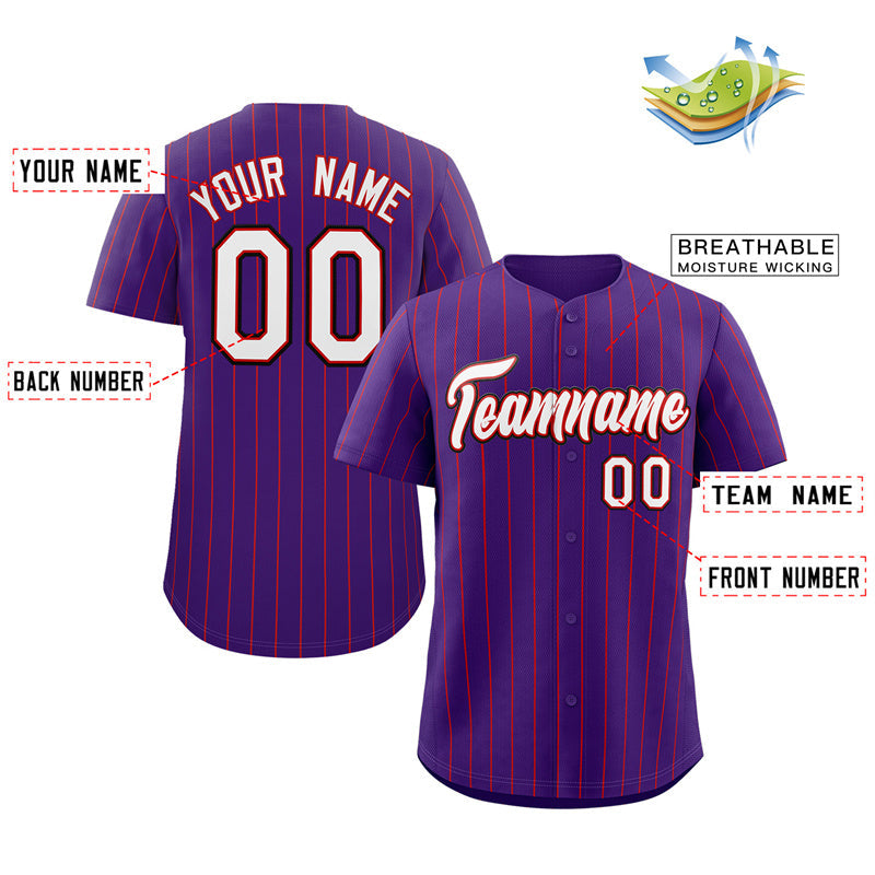 Custom Purple White-Black Stripe Fashion Authentic Baseball Jersey