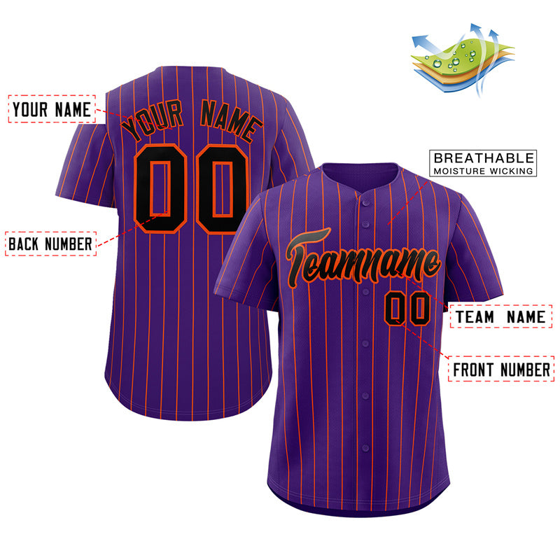 Custom Purple Black-Orange Stripe Fashion Authentic Baseball Jersey