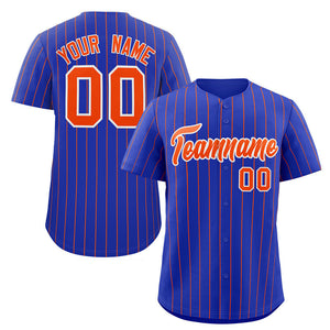 Maillot de baseball personnalisé à rayures orange-blanc Royal, à la mode, authentique