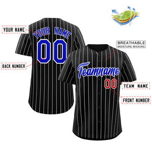 Maillot de baseball authentique à rayures noires et blanches, personnalisé, à la mode