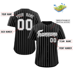 Custom Black White-Gray Stripe Fashion Authentic Baseball Jersey