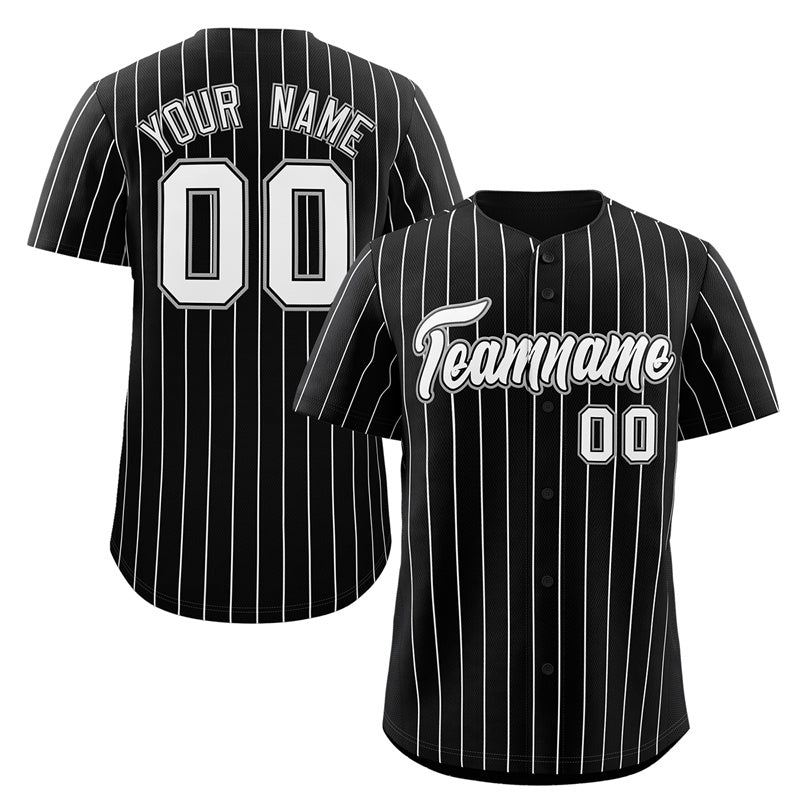 Maillot de baseball personnalisé à rayures noires et blanches, à la mode, authentique