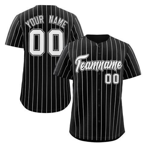 Custom Black White-Gray Stripe Fashion Authentic Baseball Jersey