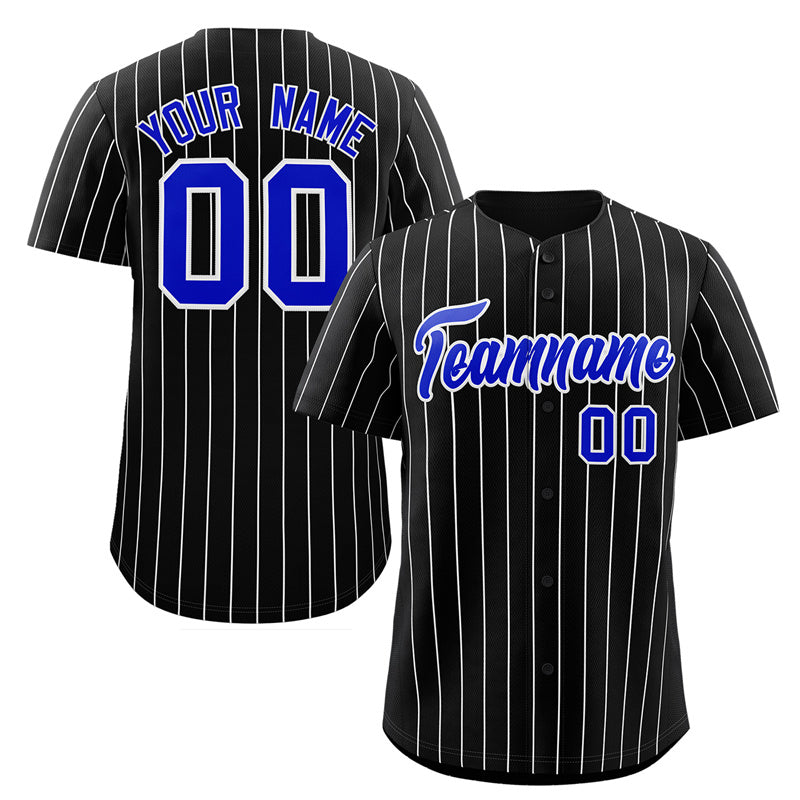 Custom Black Royal-White Stripe Fashion Authentic Baseball Jersey