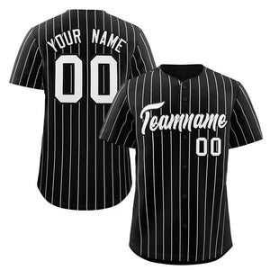 Maillot de baseball authentique à rayures noires et blanches, personnalisé, à la mode