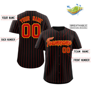 Maillot de baseball authentique à rayures noires et rouges, personnalisé, à la mode