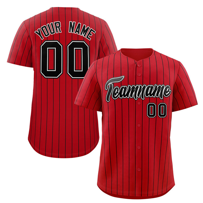 Maillot de baseball authentique à rayures rouges, noires et blanches, personnalisé, à la mode