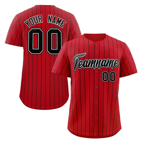 Custom Red Black-White Stripe Fashion Authentic Baseball Jersey