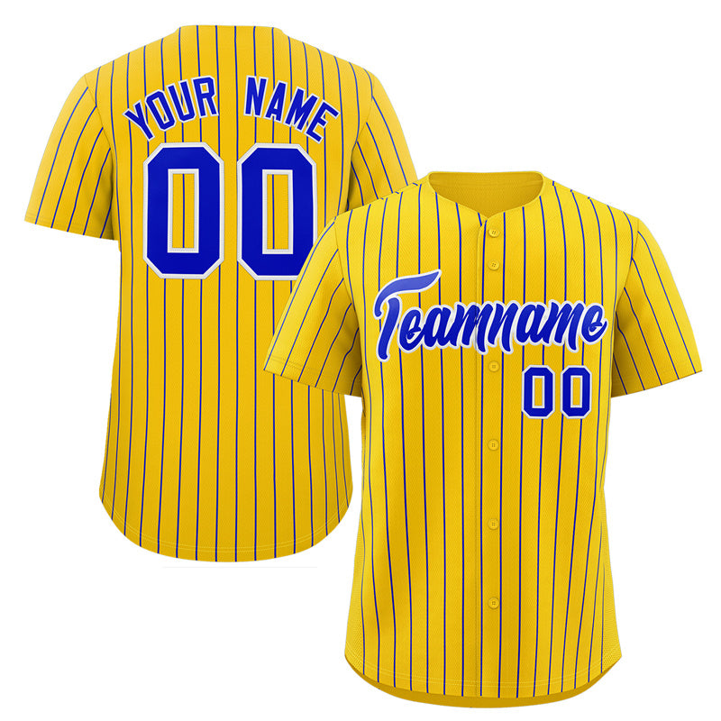 Maillot de baseball personnalisé à rayures royales et blanches, à la mode, authentique