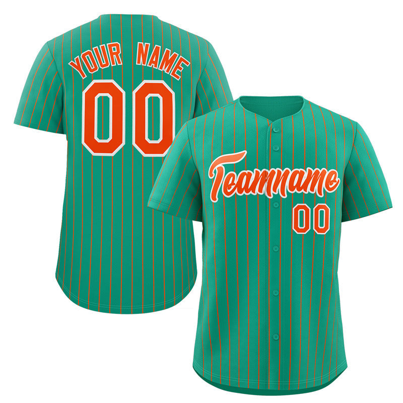 Maillot de baseball personnalisé à rayures orange-blanc sarcelle, à la mode, authentique