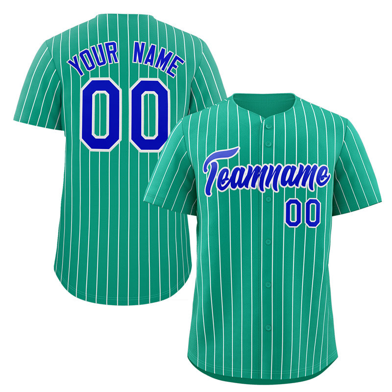 Custom Teal Royal-White Stripe Fashion Authentic Baseball Jersey