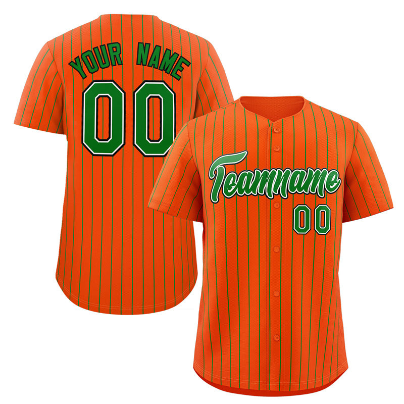 Maillot de baseball authentique à rayures orange, vert et noir, personnalisé, à la mode