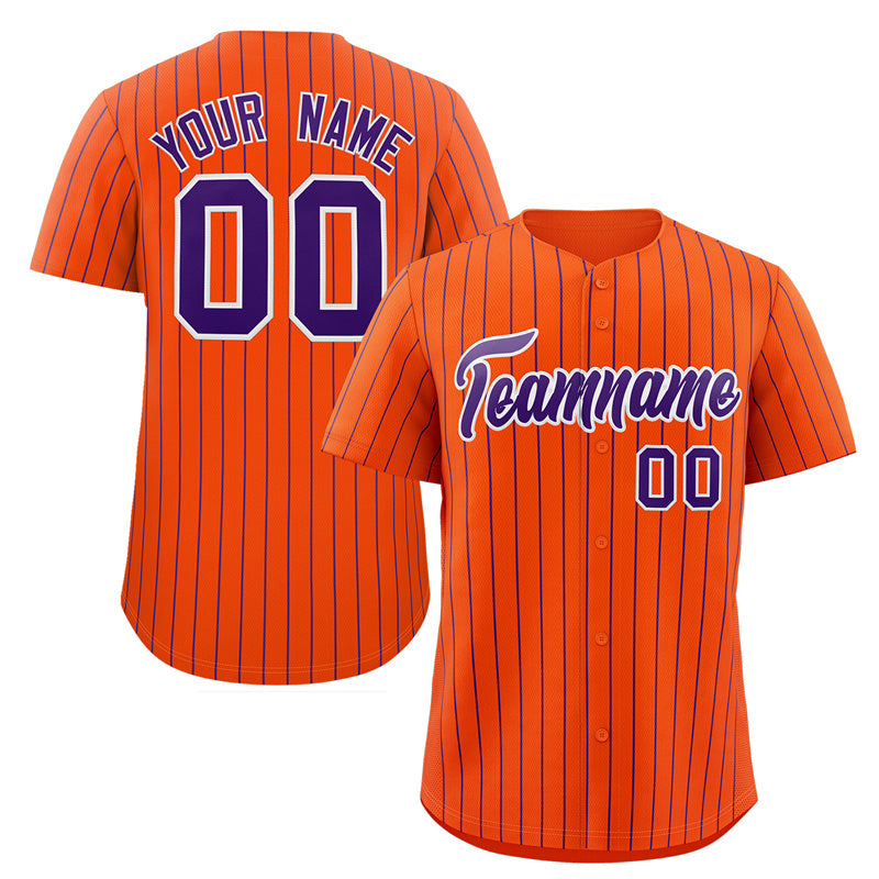 Custom Orange Purple-White Stripe Fashion Authentic Baseball Jersey