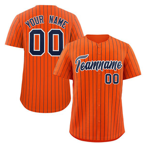 Maillot de baseball authentique à rayures orange marine et blanc, personnalisé, à la mode