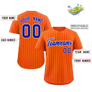 Custom Orange Royal-Yellow Stripe Fashion Authentic Baseball Jersey