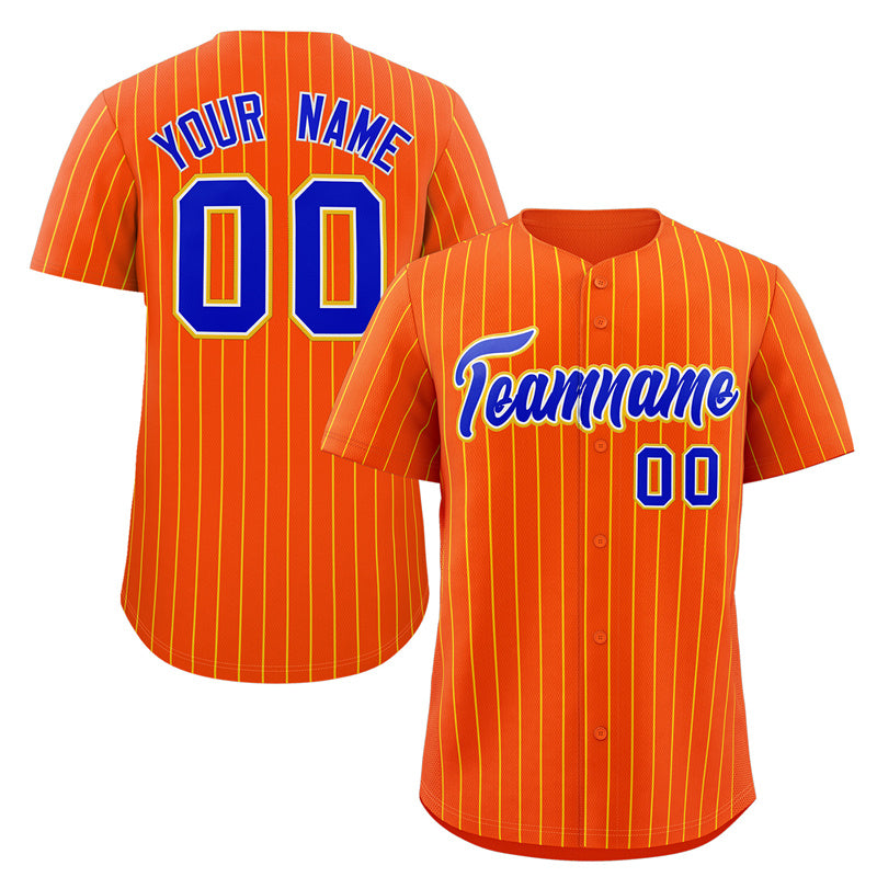 Maillot de baseball authentique à rayures orange et jaune royal, personnalisé, à la mode