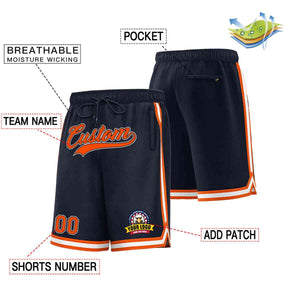 Custom Navy Orange-White Classic Style Basketball Mesh Shorts